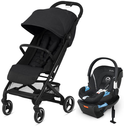 Cybex Beezy Compact Stroller + Aton 2 SensorSafe Travel System Bundle - Deep Black / Lavastone Black