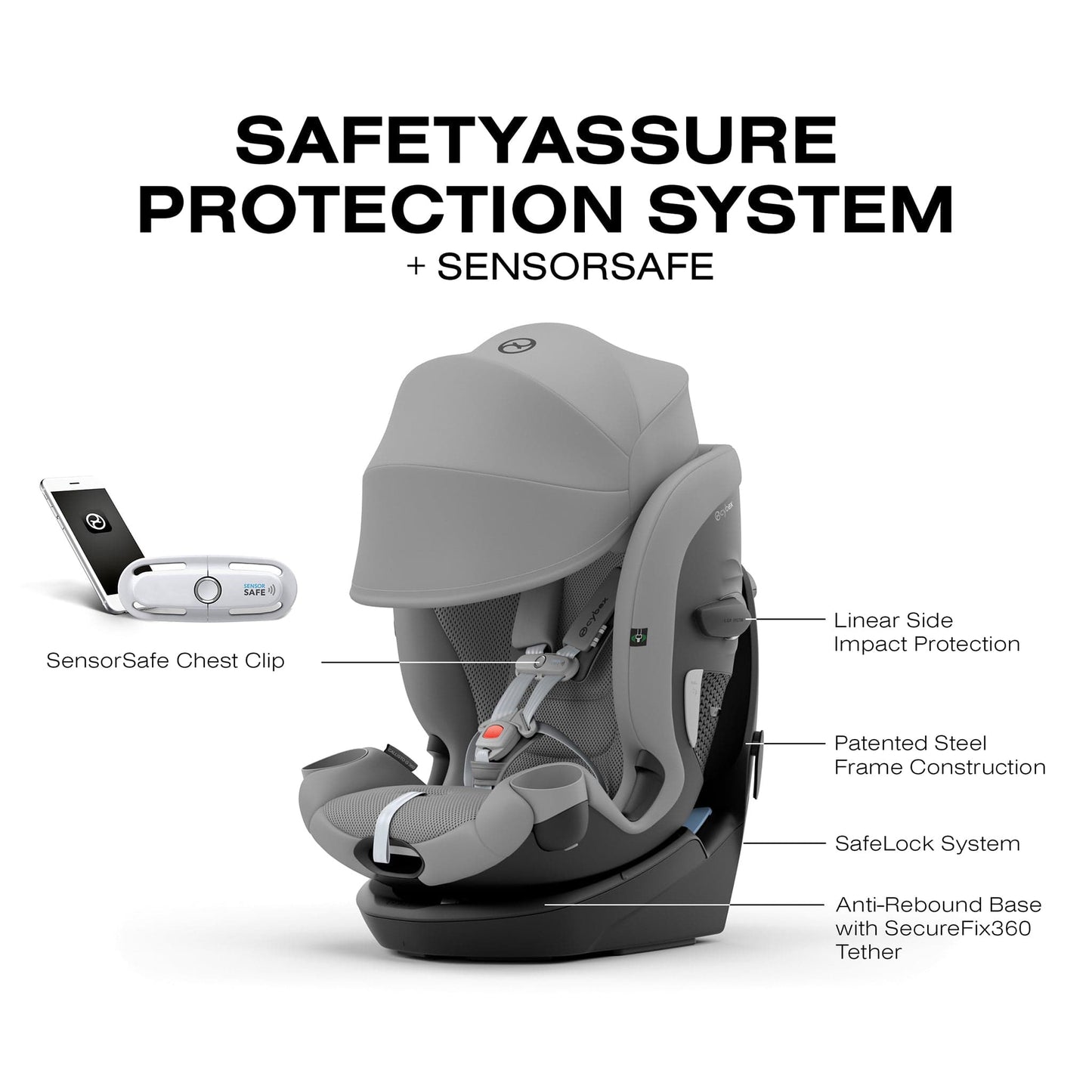 Cybex Callisto G 360 Rotating All-in-One Convertible Car Seat - Stone Grey - 524000596