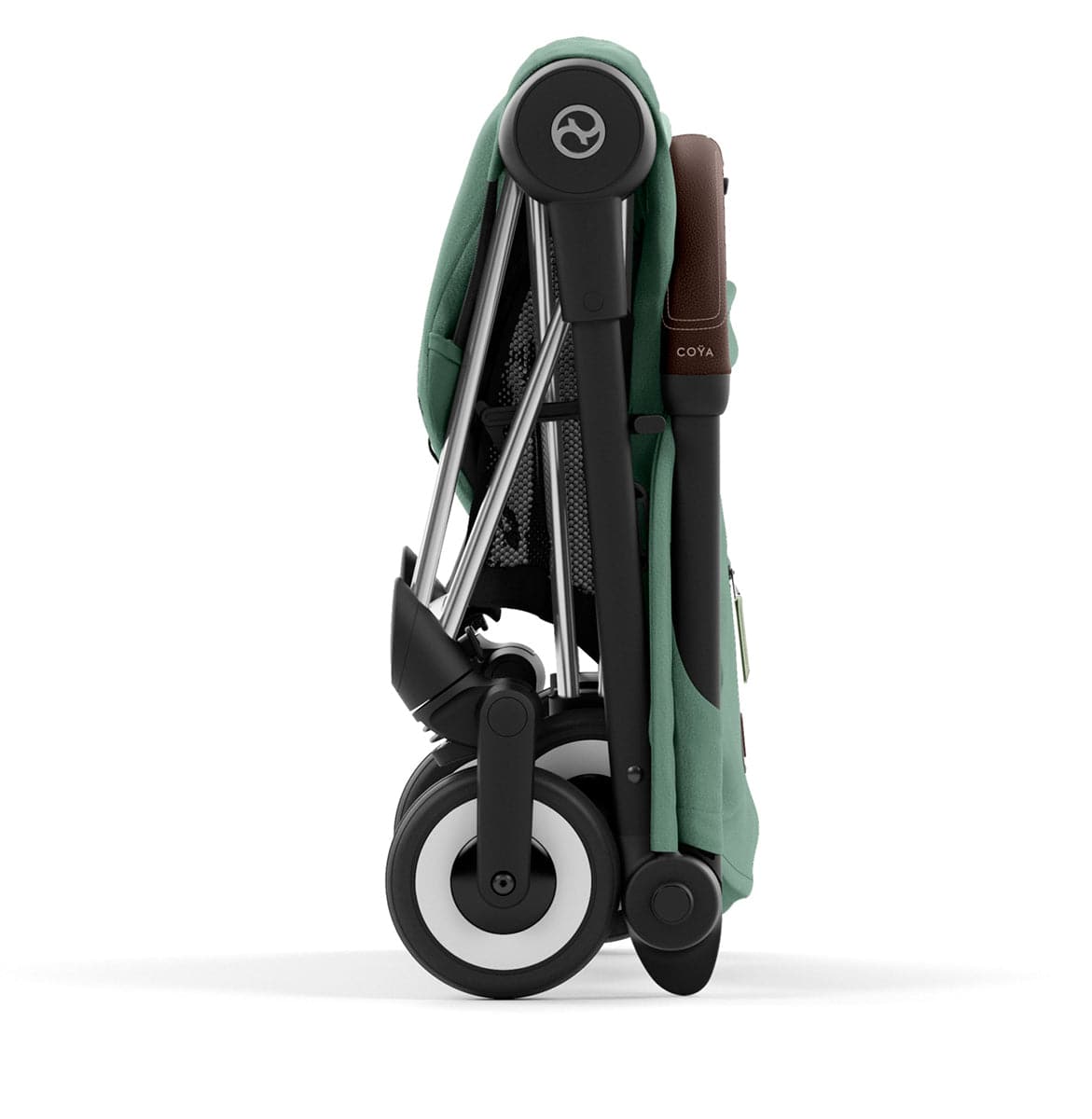 Cybex COYA Compact Stroller - Chrome / Dark Brown / Leaf Green - 522004433