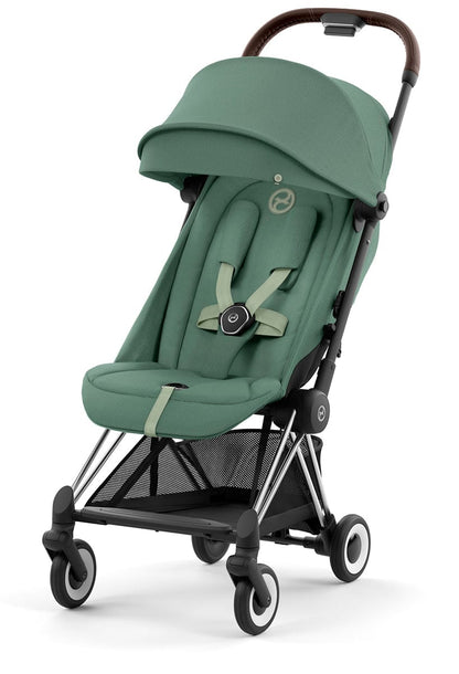 Cybex COYA Compact Stroller - Chrome / Dark Brown / Leaf Green - 522004433