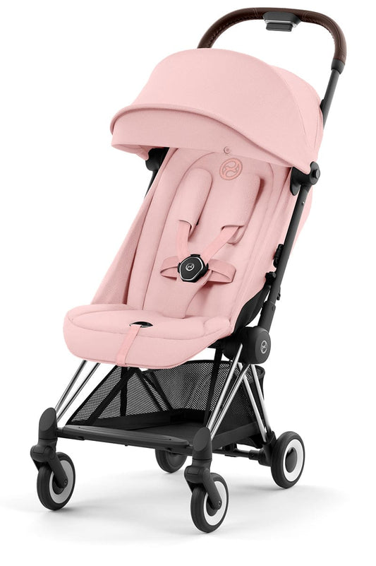 Cybex COYA Compact Stroller - Chrome / Dark Brown / Peach Pink - 522004423