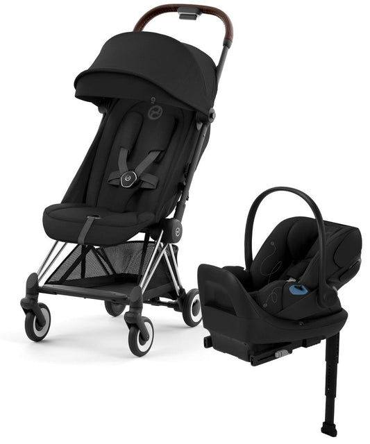 Cybex COYA Compact Stroller + Cloud G Lux SensorSafe Travel System Bundle - Chrome / Sepia Black / Moon Black - 522004393-522001401