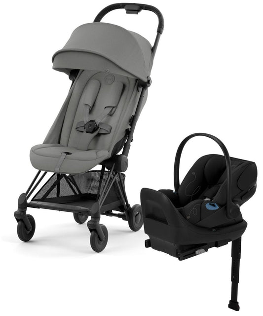 Cybex COYA Compact Stroller + Cloud G Lux SensorSafe Travel System Bundle - Matte Black / Mirage Grey / Moon Black - 522004333-522001401