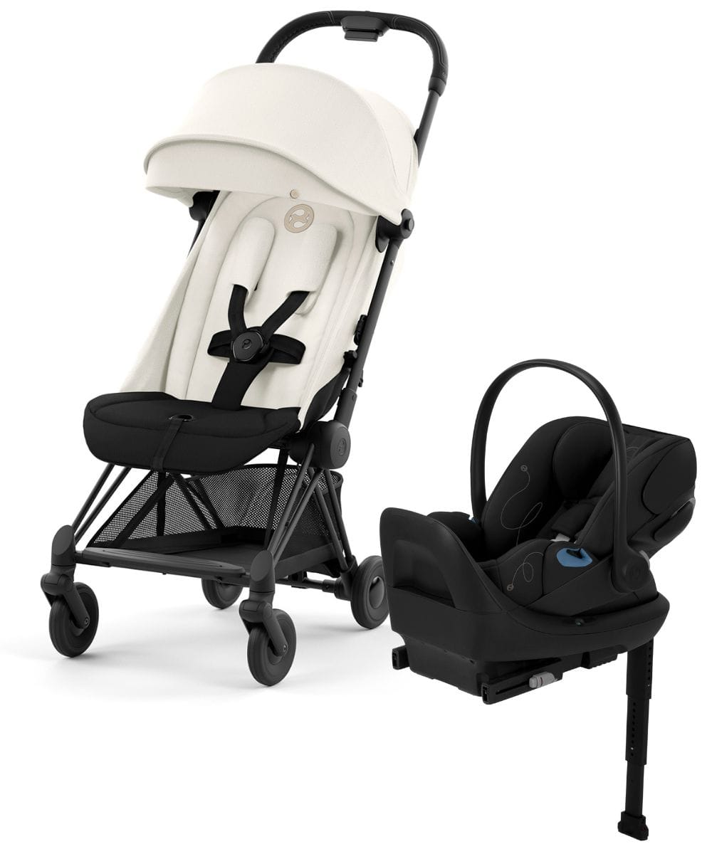 Cybex COYA Compact Stroller + Cloud G Lux SensorSafe Travel System Bundle - Matte Black / Off White / Moon Black - 522004343-522001401