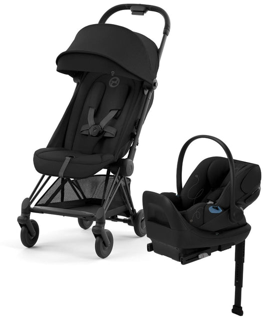 Cybex COYA Compact Stroller + Cloud G Lux SensorSafe Travel System Bundle - Matte Black / Sepia Black / Moon Black - 522004323-522001401