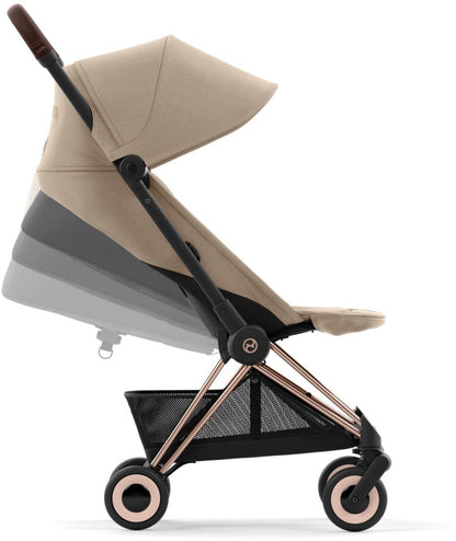 Cybex COYA Compact Stroller + Cloud G Lux SensorSafe Travel System Bundle - Rose Gold / Cozy Beige / Moon Black - 522005195-522001401