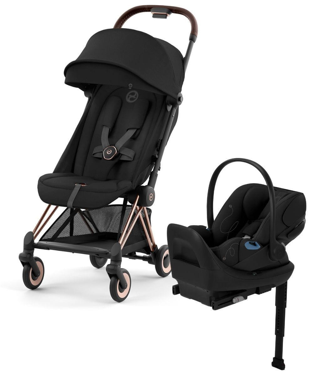Cybex COYA Compact Stroller + Cloud G Lux SensorSafe Travel System Bundle - Rose Gold / Sepia Black / Moon Black - 522004253-522001401
