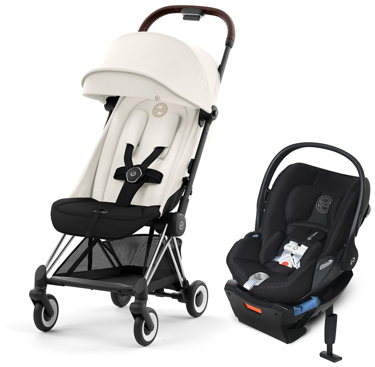 Cybex COYA Compact Stroller + Cloud Q SensorSafe Travel System Bundle - Chrome / Off White / Stardust Black - 522004413-519003939