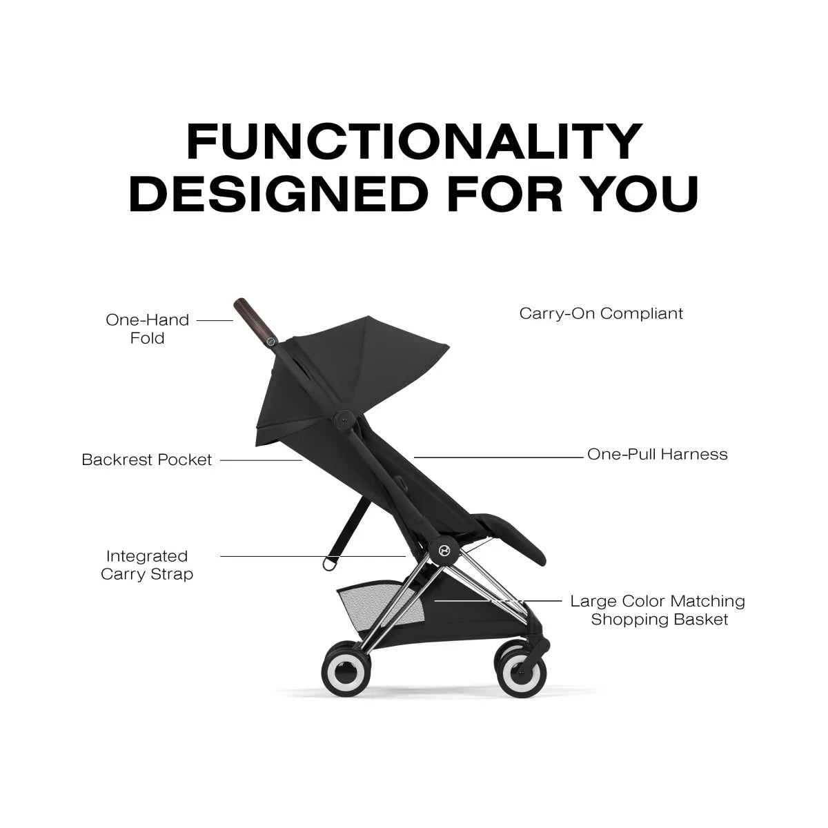 Cybex Coya Stroller (2026) - Style Collection - Chrome Frame / Sepia Black Lux Seat - 526000745