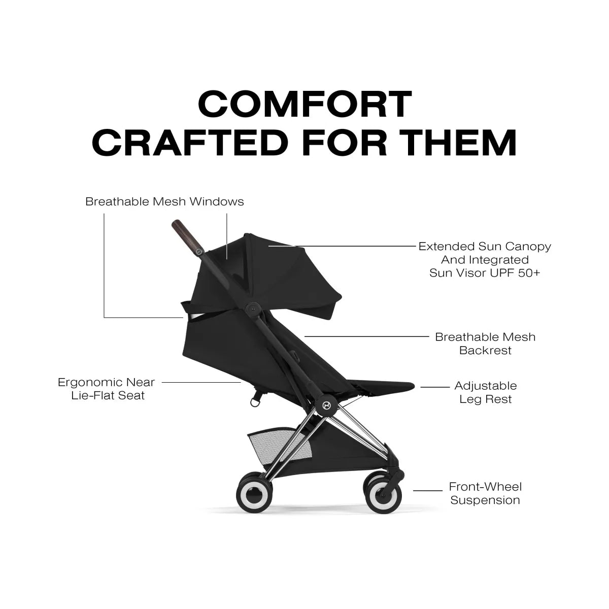 Cybex Coya Stroller (2026) - Style Collection - Chrome Frame / Sepia Black Lux Seat - 526000745