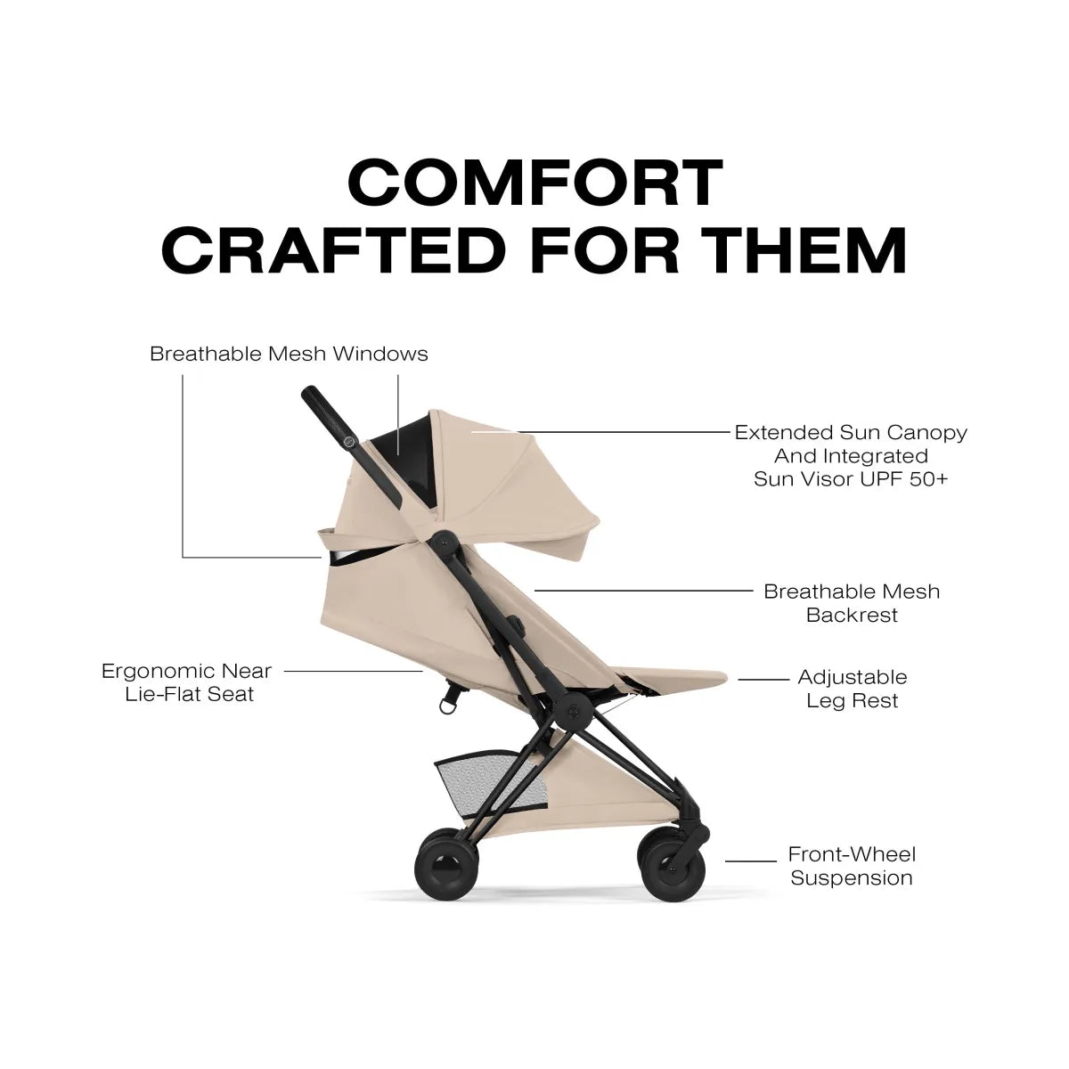 Cybex Coya Stroller (2026) - Style Collection - Matte Black Frame / Cozy Beige Lux Seat - 526000721
