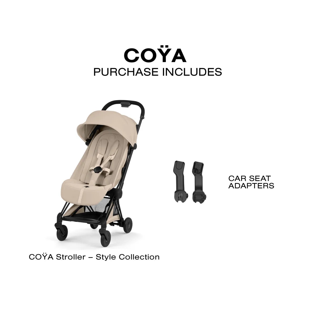 Cybex Coya Stroller (2026) - Style Collection - Matte Black Frame / Cozy Beige Lux Seat - 526000721