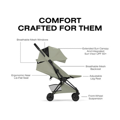 Cybex Coya Stroller (2026) - Style Collection - Matte Black Frame / Sage Green Lux Seat - 526000733