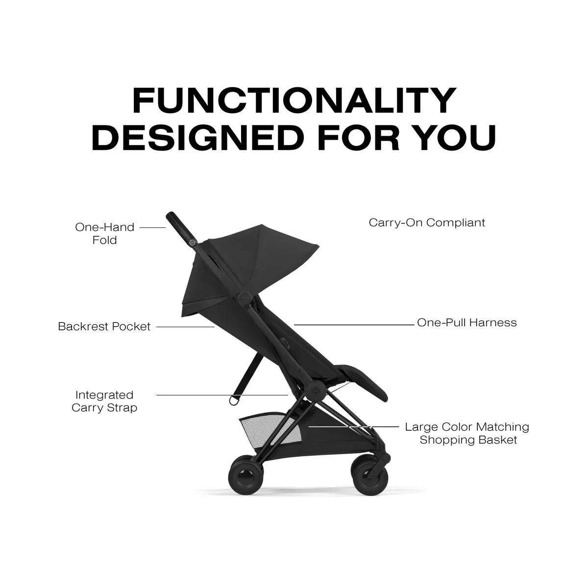 Cybex Coya Stroller (2026) - Style Collection - Matte Black Frame / Sepia Black Lux Seat - 526000685