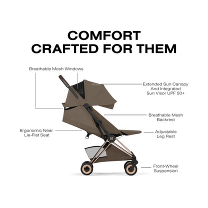 Cybex Coya Stroller (2026) - Style Collection - Rose Gold Frame / Coconut Brown Lux Seat - 526001641