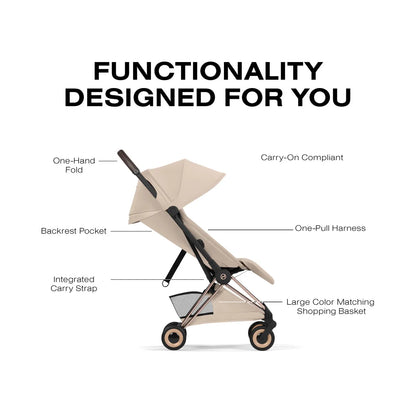 Cybex Coya Stroller (2026) - Style Collection - Rose Gold Frame / Cozy Beige Lux Seat - 526000637