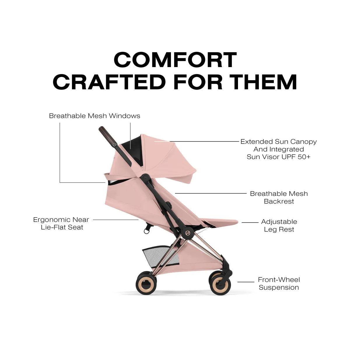 Cybex Coya Stroller (2026) - Style Collection - Rose Gold Frame / Peach Pink Lux Seat - 526000661