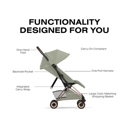 Cybex Coya Stroller (2026) - Style Collection - Rose Gold Frame / Sage Green Lux Seat - 526000649