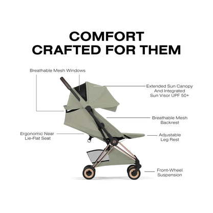 Cybex Coya Stroller (2026) - Style Collection - Rose Gold Frame / Sage Green Lux Seat - 526000649
