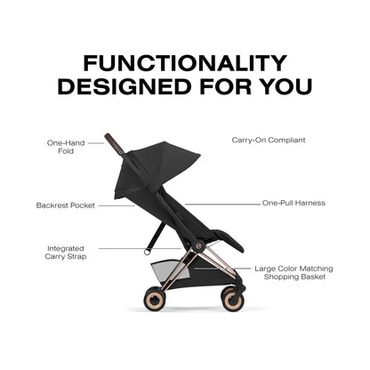 Cybex Coya Stroller (2026) - Style Collection - Rose Gold Frame / Sepia Black Lux Seat - 526000625