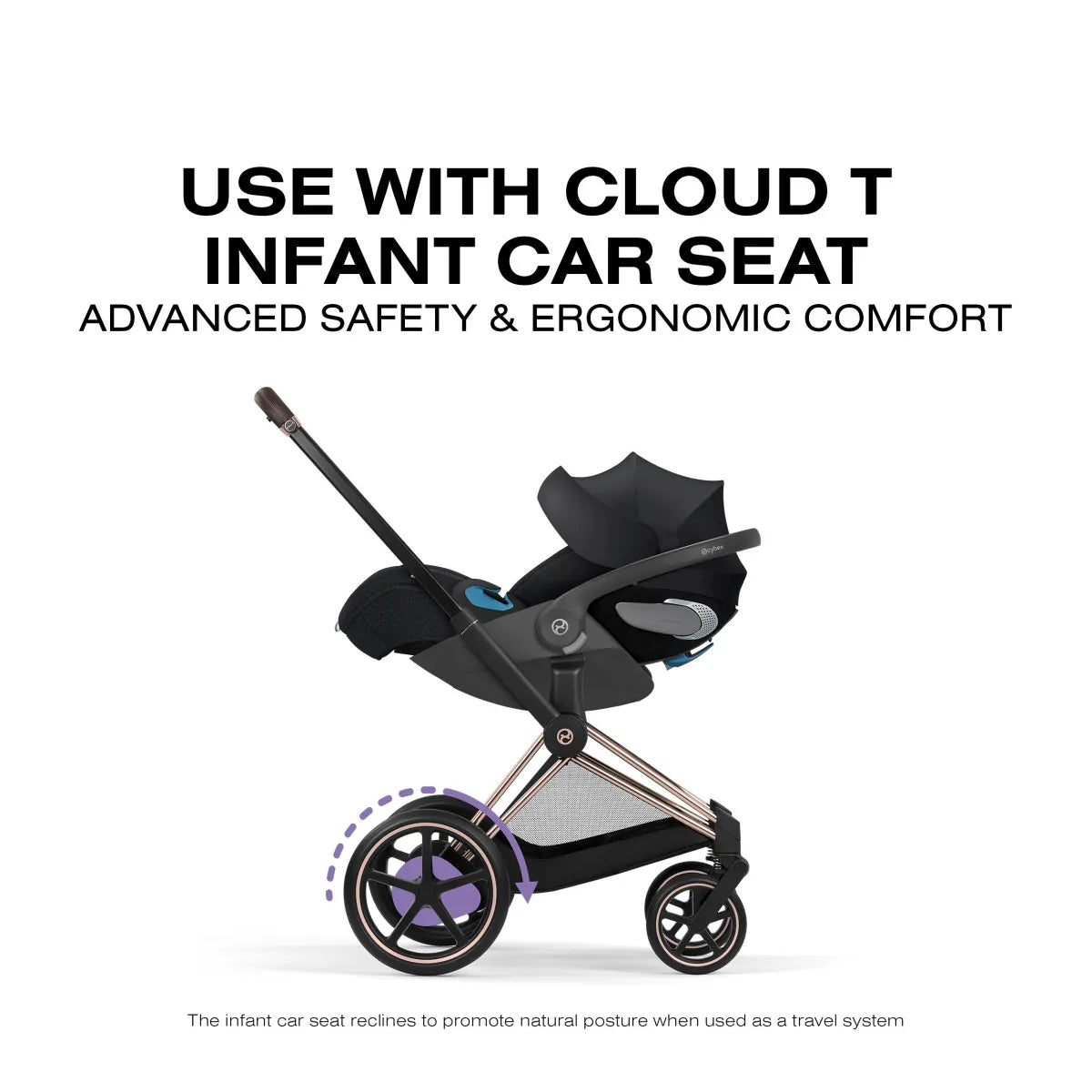 Cybex e-PRIAM Stroller Rose Gold Frame/Sepia Black Lux Seat