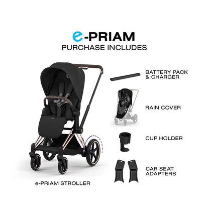 Cybex e-Priam Stroller (2026) - Rose Gold Frame / Sepia Black Lux Seat - 526000051