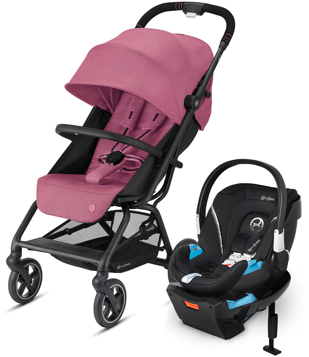 Cybex Eezy S+ 2 + Aton 2 Sensorsafe Travel System Bundle - Magnolia Pink / Lavastone Black - 521001479-519003595