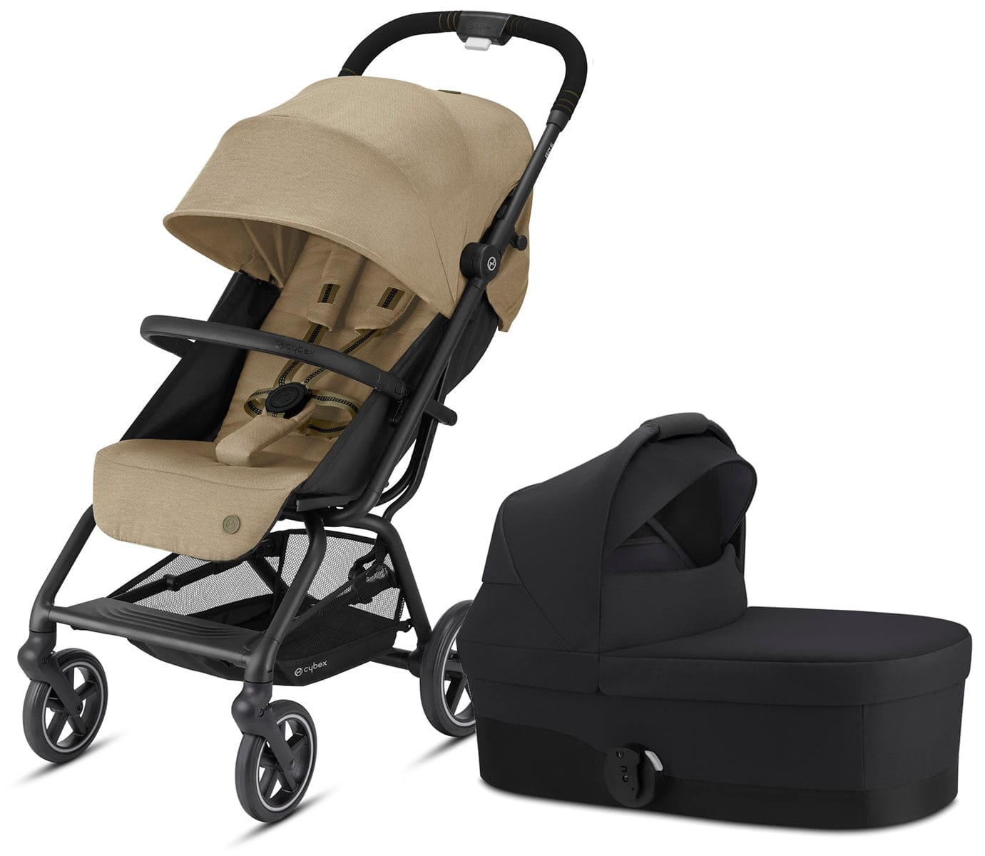 Cybex Eezy S+ 2 Compact Stroller + Cot S Bundle - Classic Beige / Deep Black