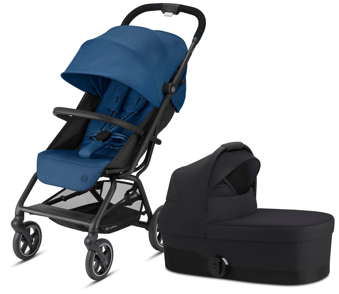 Cybex Eezy S+ 2 Compact Stroller + Cot S Bundle - Navy Blue / Deep Black