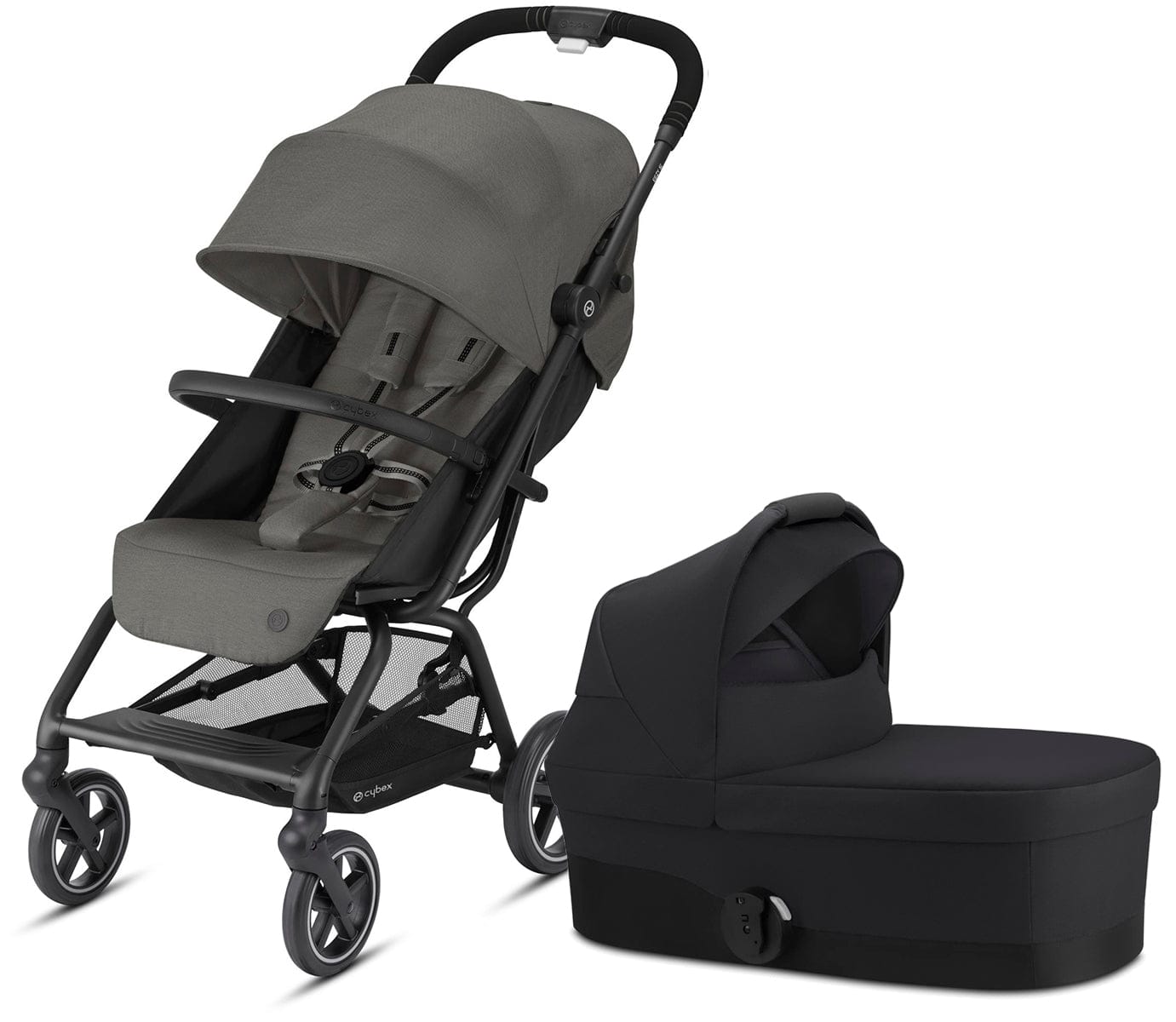 Cybex Eezy S+ 2 Compact Stroller + Cot S Bundle - Soho Grey / Deep Black