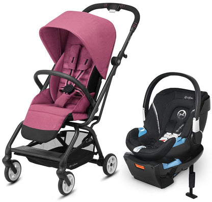 Cybex Eezy S Twist 2 Stroller + Aton 2 SensorSafe Travel System Bundle - Magnolia Pink / Lavastone Black - 520004437-519003595