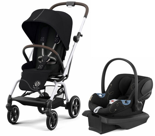 Cybex Eezy S Twist +2 V2 + Aton G SensorSafe Travel System Bundle - Moon Black / Moon Black - 522001721-522004777