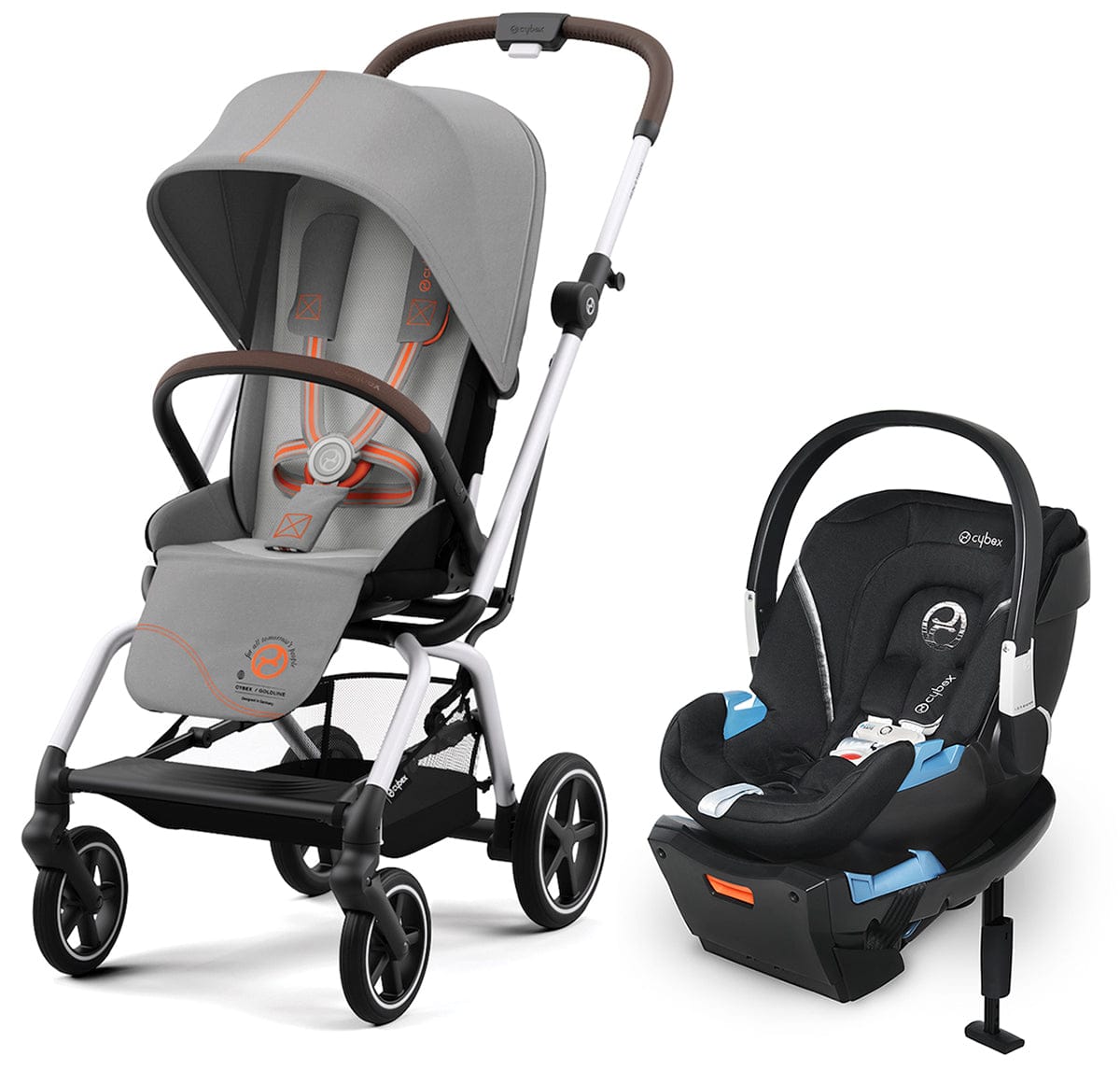 Cybex Eezy S Twist +2 V2 Stroller + Aton 2 Sensorsafe Travel System Bundle - Lava Grey / Lavastone Black