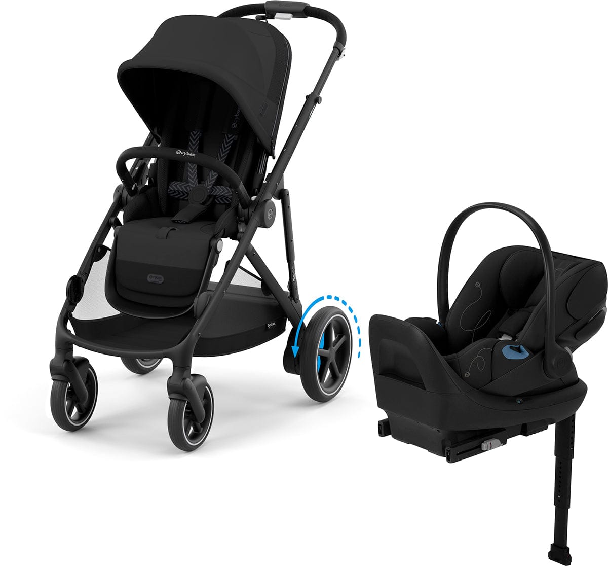 Cybex eGazelle S + Cloud G Lux SensorSafe Travel System Bundle - Black Frame / Moon Black / Moon Black - 524000521-522001401