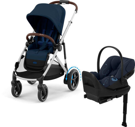 Cybex eGazelle S + Cloud G Lux SensorSafe Travel System Bundle - Silver Frame / Ocean Blue / Ocean Blue - 524000533-522001405