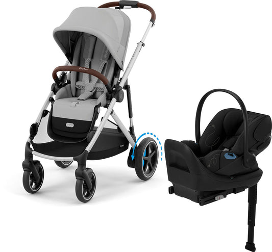 Cybex eGazelle S + Cloud G Lux SensorSafe Travel System Bundle - Silver Frame / Stone Grey / Moon Black - 524000527-522001401