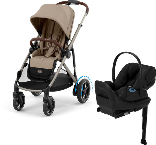 Cybex eGazelle S + Cloud G Lux SensorSafe Travel System Bundle - Taupe Frame / Almond Beige / Moon Black - 524000551-522001401