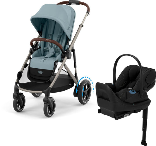 Cybex eGazelle S + Cloud G Lux SensorSafe Travel System Bundle - Taupe Frame / Stormy Blue / Moon Black - 524000539-522001401
