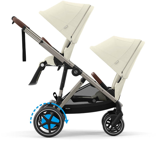 Cybex eGazelle S Electronic Assist Double Stroller Bundle - Taupe Frame / Seashell Beige - 524000545-522002379
