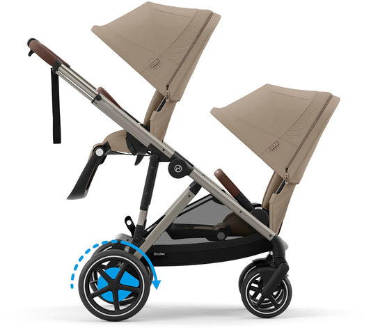 Cybex eGazelle S Electronic Assist Double Stroller Bundle - Taupe Frame / Almond Beige - 524000551-522005257