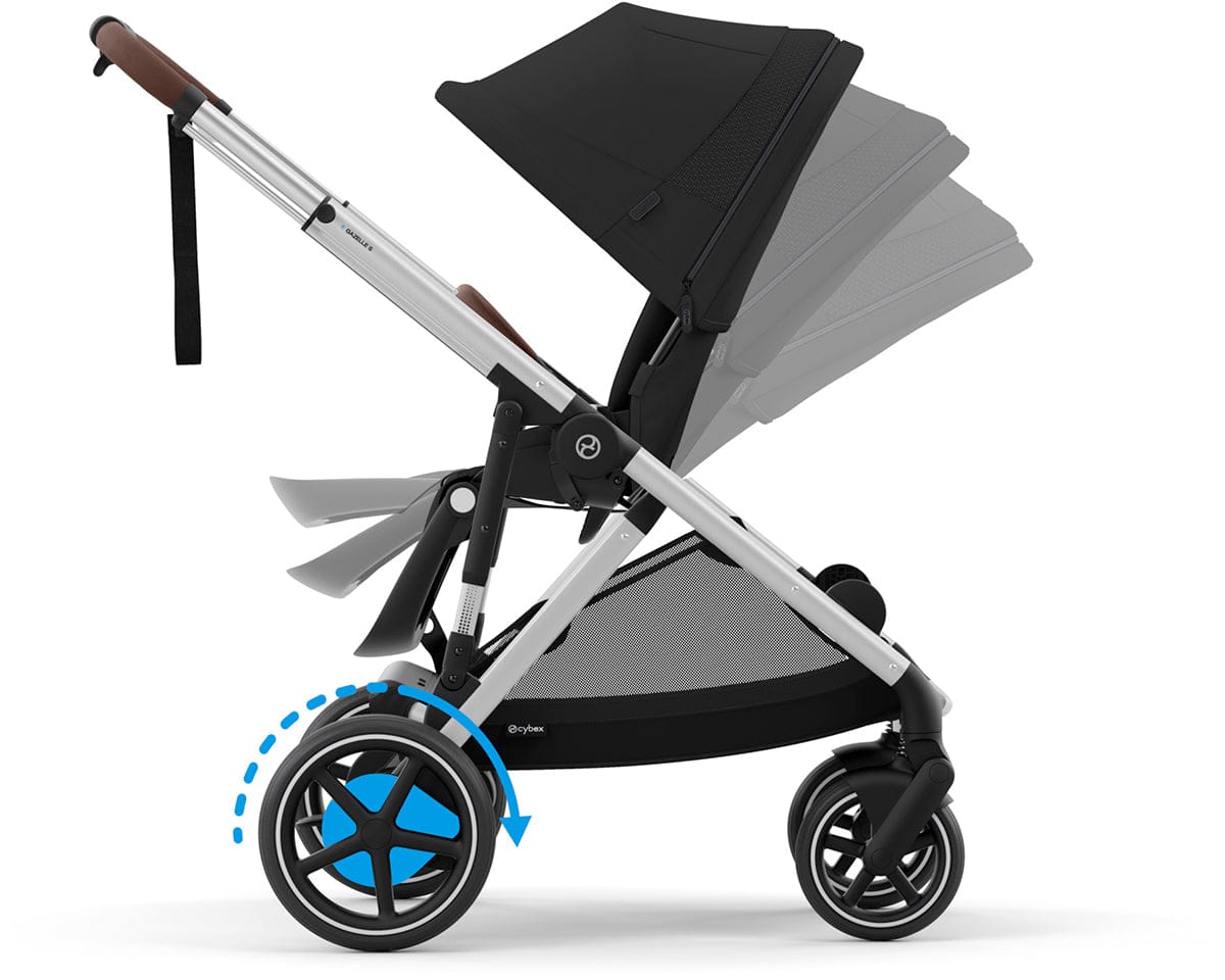 Cybex eGazelle S Electronic Assist Double Stroller Bundle - Taupe Frame / Stormy Blue - 524000539-524001319