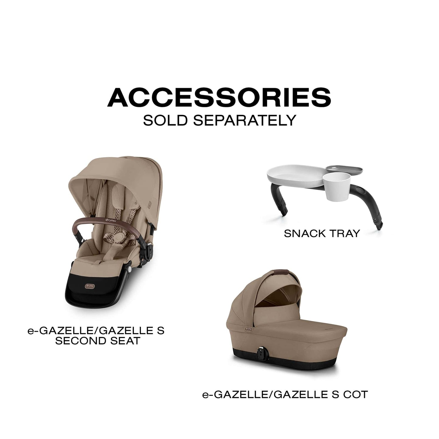 Cybex eGazelle S Electronic Assist Stroller - Black Frame / Almond Beige - 524001219