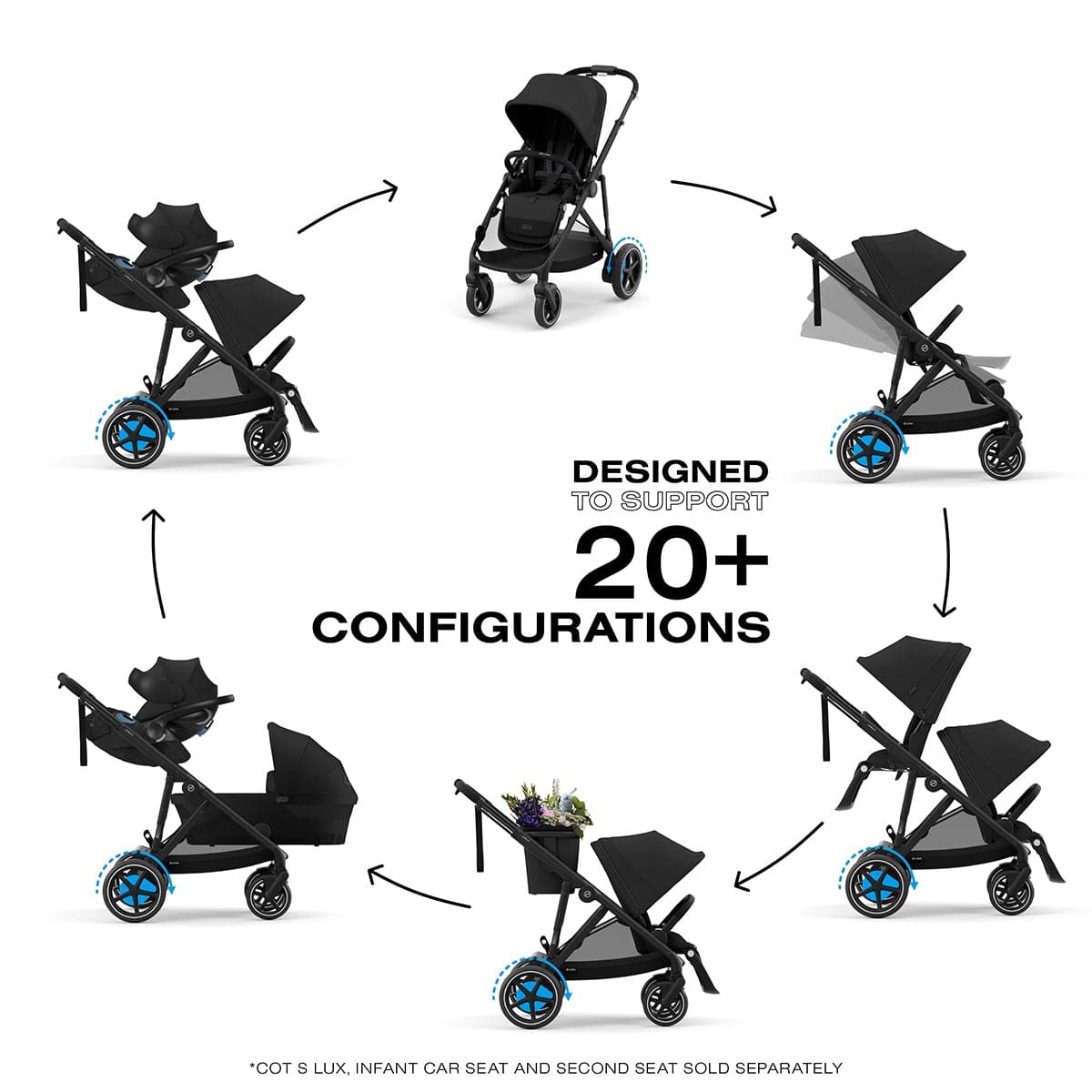 Cybex eGazelle S Electronic Assist Stroller + Gazelle S 2 Cot Bundle - Taupe Frame / Seashell Beige - 524000545-522002389