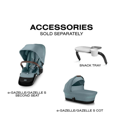 Cybex eGazelle S Electronic Assist Stroller - Taupe Frame / Stormy Blue - 524000539