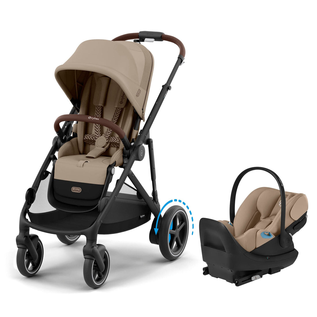 Cybex eGazelle S Stroller + Cloud G Pro Travel System Bundle - Black Frame / Almond Beige - 525001133