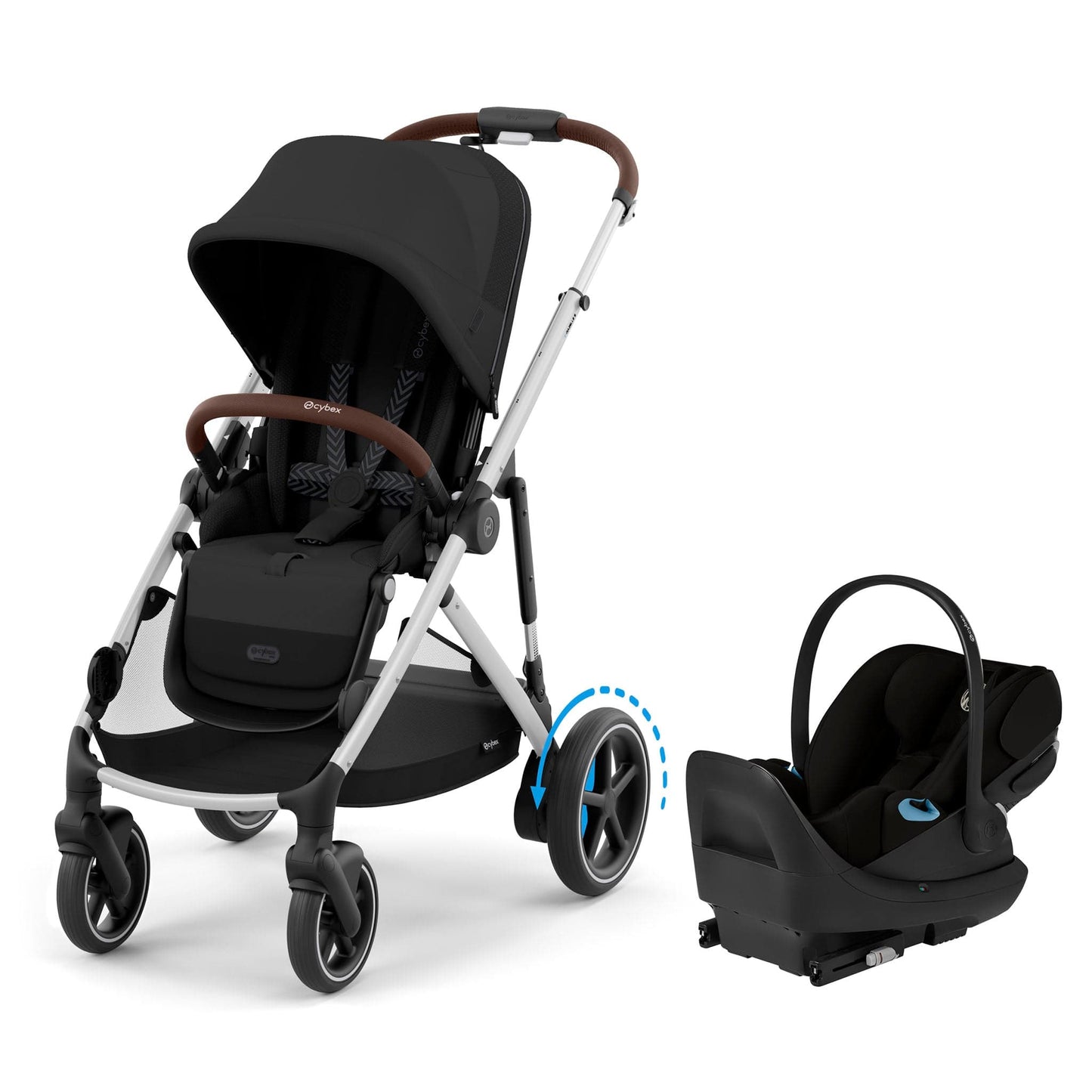 Cybex eGazelle S Stroller + Cloud G Pro Travel System Bundle - Silver Frame / Moon Black - 525001131