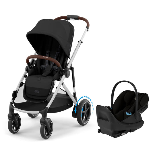 Cybex eGazelle S Stroller + Cloud G Pro Travel System Bundle - Silver Frame / Moon Black - 525001131
