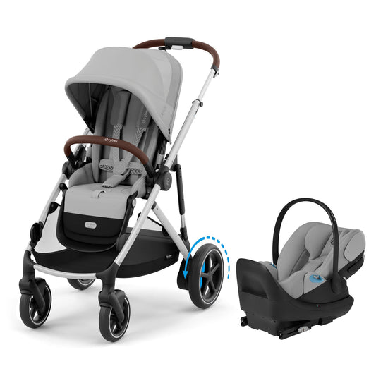 Cybex eGazelle S Stroller + Cloud G Pro Travel System Bundle - Silver Frame / Stone Grey - 525001125