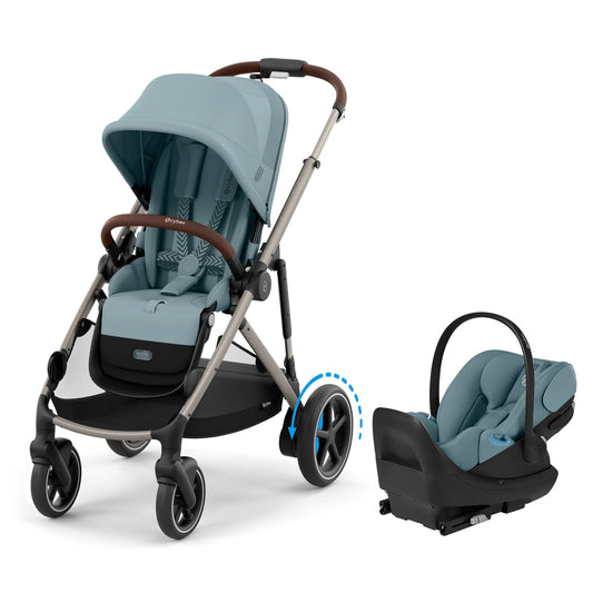 Cybex eGazelle S Stroller + Cloud G Pro Travel System Bundle - Taupe Frame / Stormy Blue - 525001127