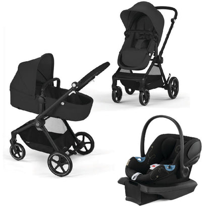 Cybex EOS 5-in-1 Travel System Stroller + Lightweight Aton G Infant Car Seat - Black / Moon Black - 522005671